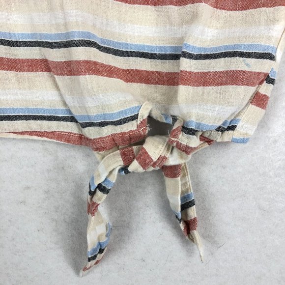 BeachLunchLounge Women's Size XS Multicolor Striped Linen Blend Top Oversized - Picture 4 of 9